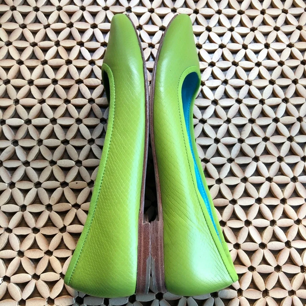 Boden Lime Green Leather Flats-EU 38 US 8 - Picture 3 of 8